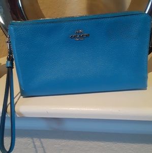 COACH light blue WRISTLET wallet